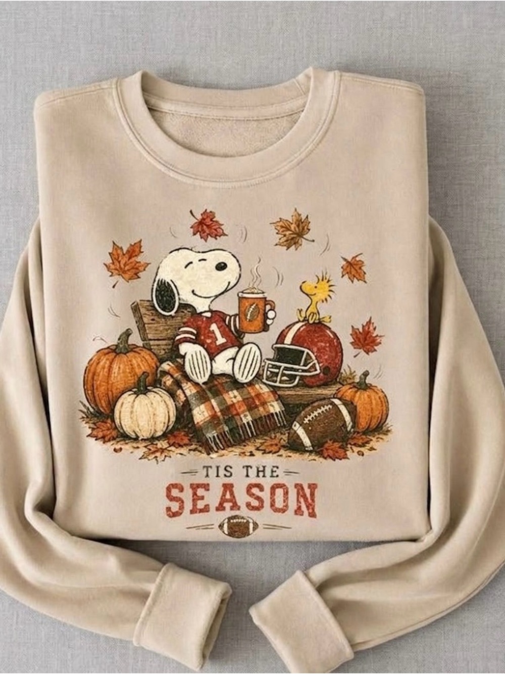 Tis The Season Snoopy Autumn Vibe Graphic Sweatshirt Game Day Outfit